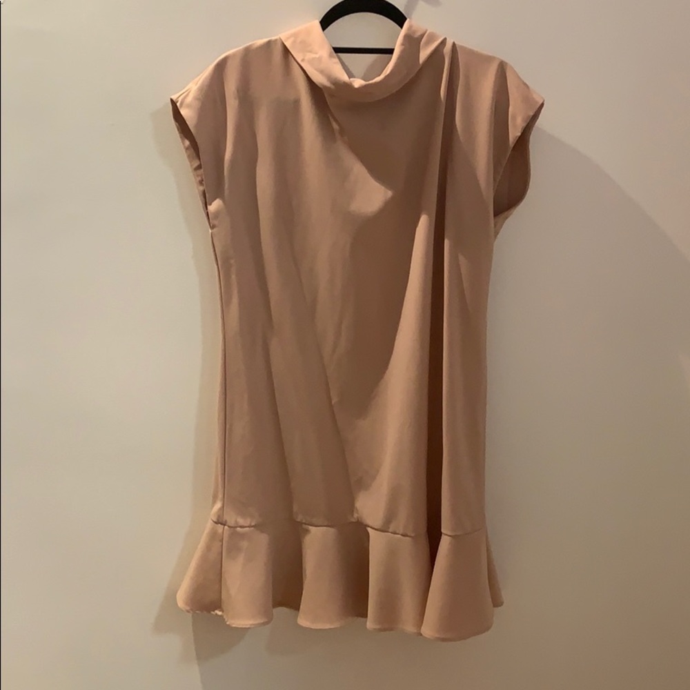 Zara Nude mock neck shift dress